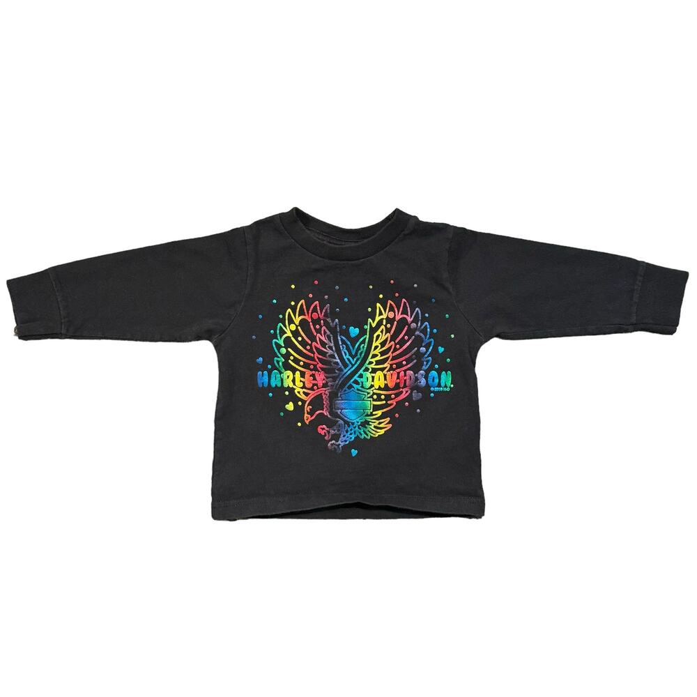 Harley Davidson Baby Toddler Girls Graphic Eagle Tee Long Sleeve Rainbow Size 2